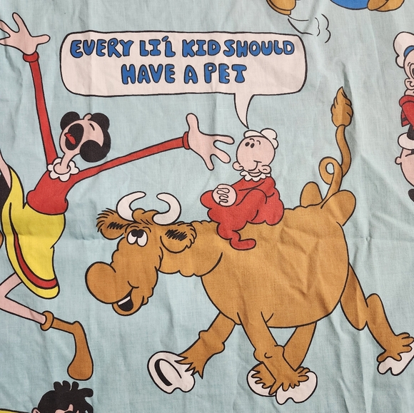 Vintage " Popeye The Sailor Man" Twin Flat Bed Sheet Fabric - Picture 8 of 11